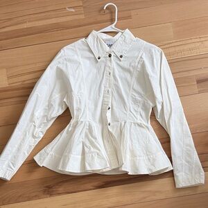 Ganni Cream Button-Up Blouse